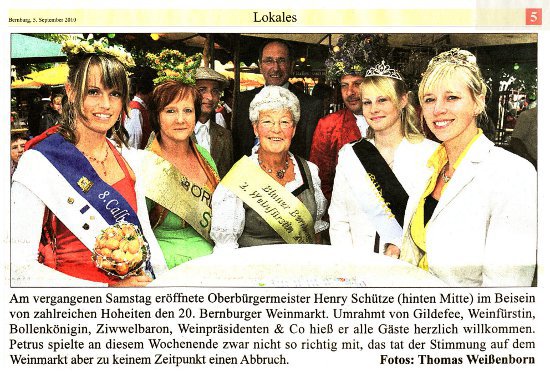 Pressebeitrag Super Sonntag 'Weinfürstin Gisela I.'